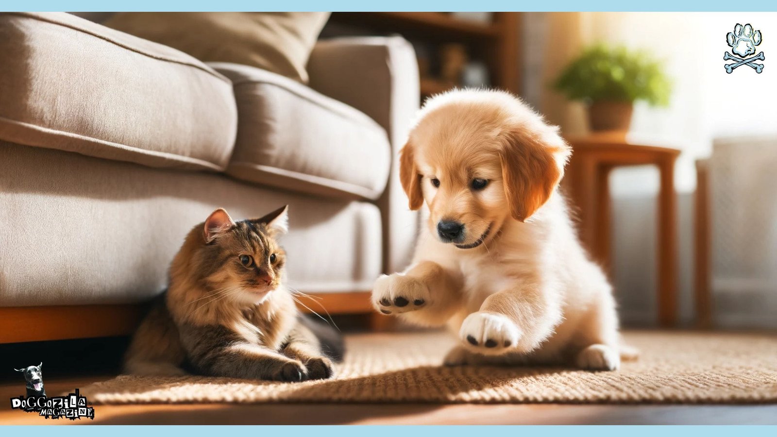 puppy and kitty playing