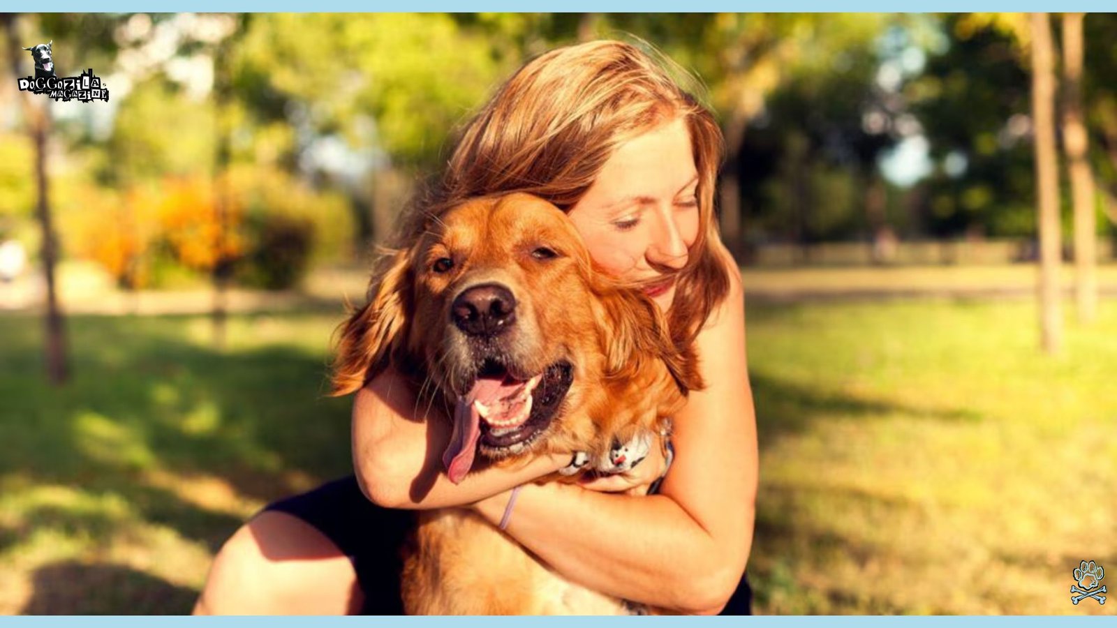 woman hugging a Golden Retriever