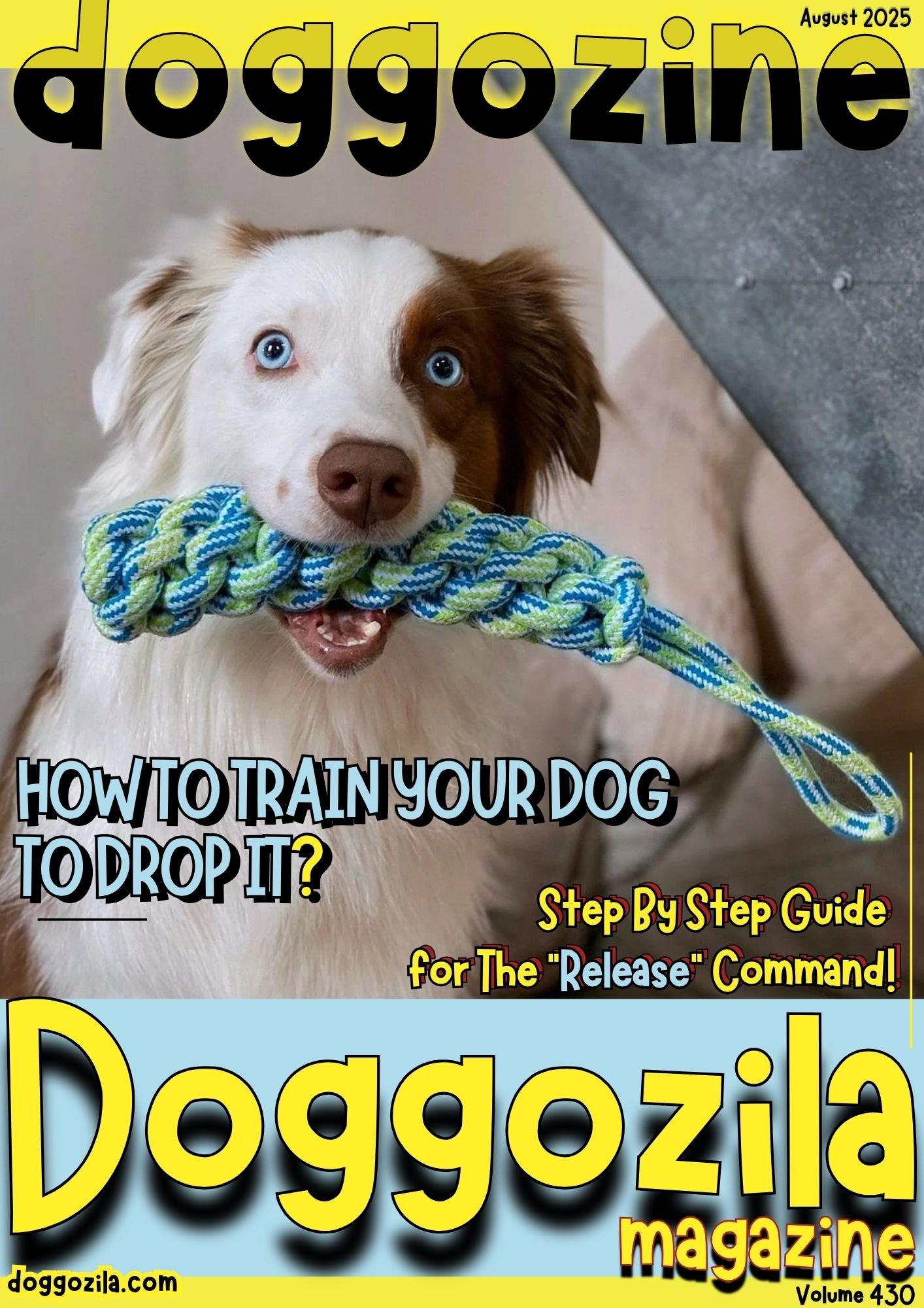 Cover Design for the Dog Magazine Doggozila about How To Train Your Dog To Drop It Cover Design for Doggozila Magazine Volume 430 of dog magazines
