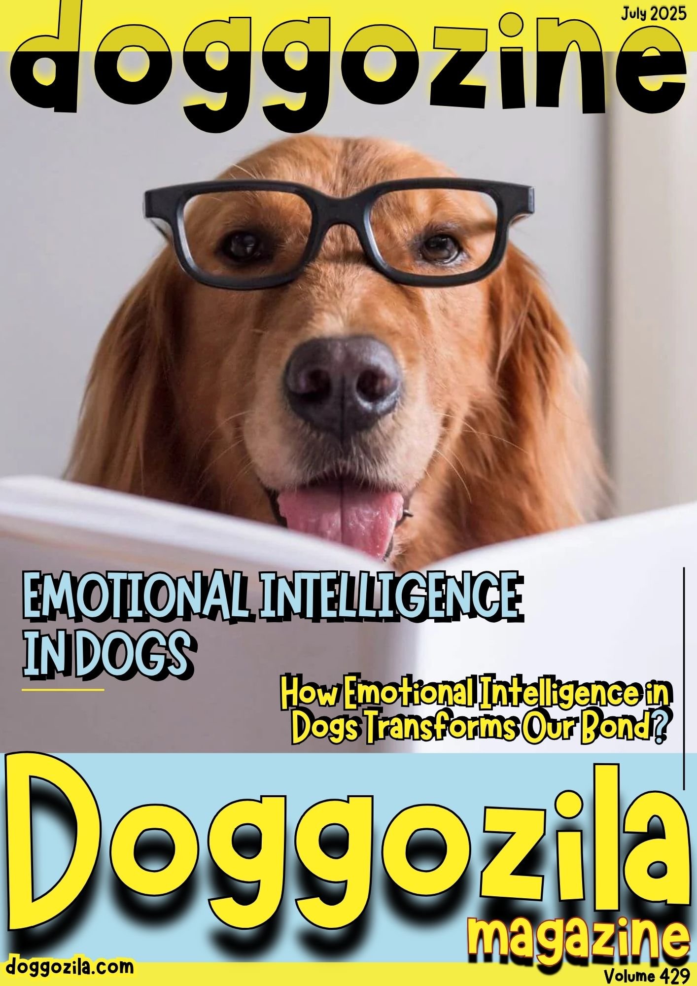 Cover Design for Doggozila Magazine Volume 429 of dog magazines