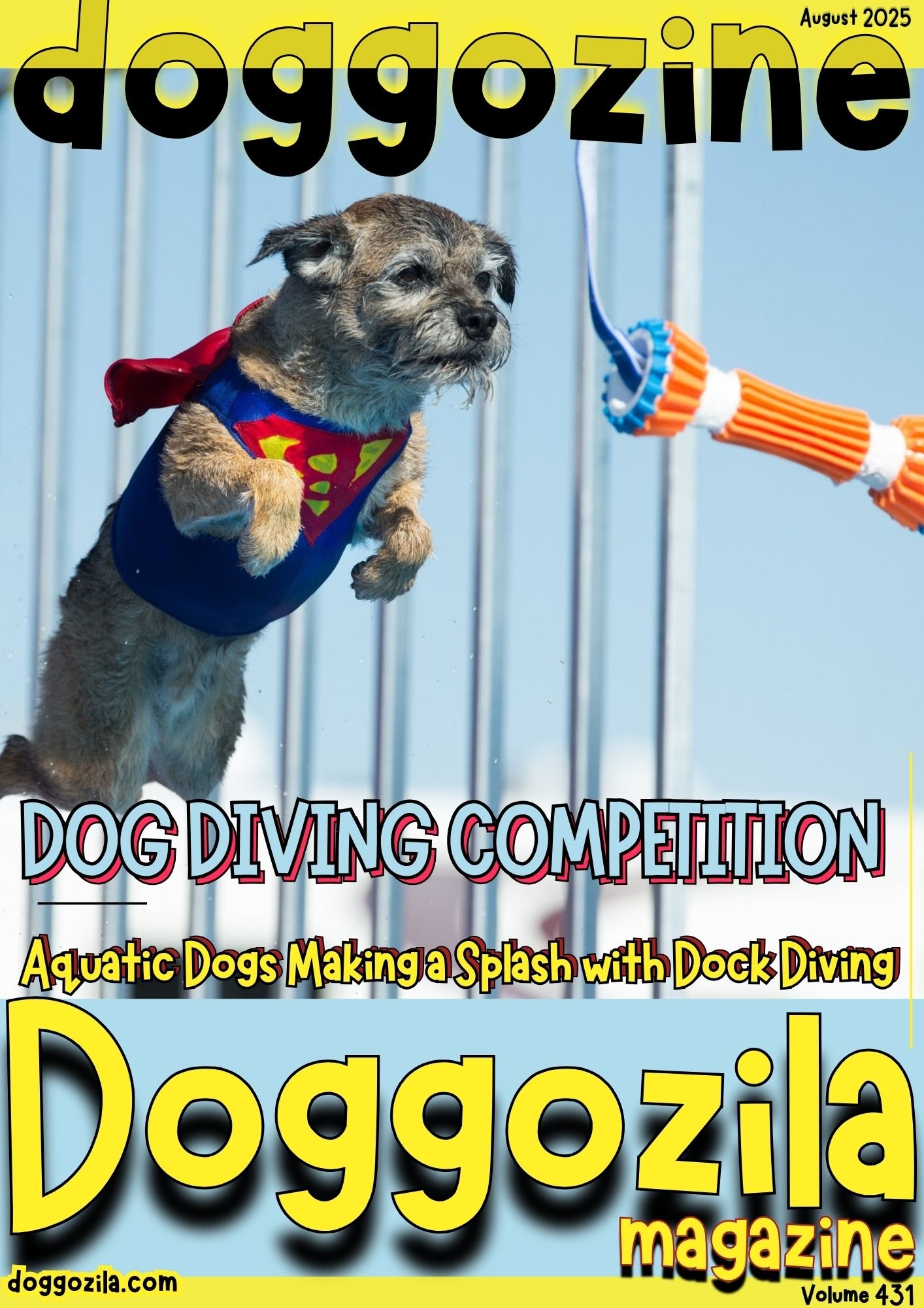 Cover Design for the Dog Magazine Doggozila about Aquatic Dock Dog Diving Competition Cover Design for Doggozila Magazine Volume 431 from dog magazines