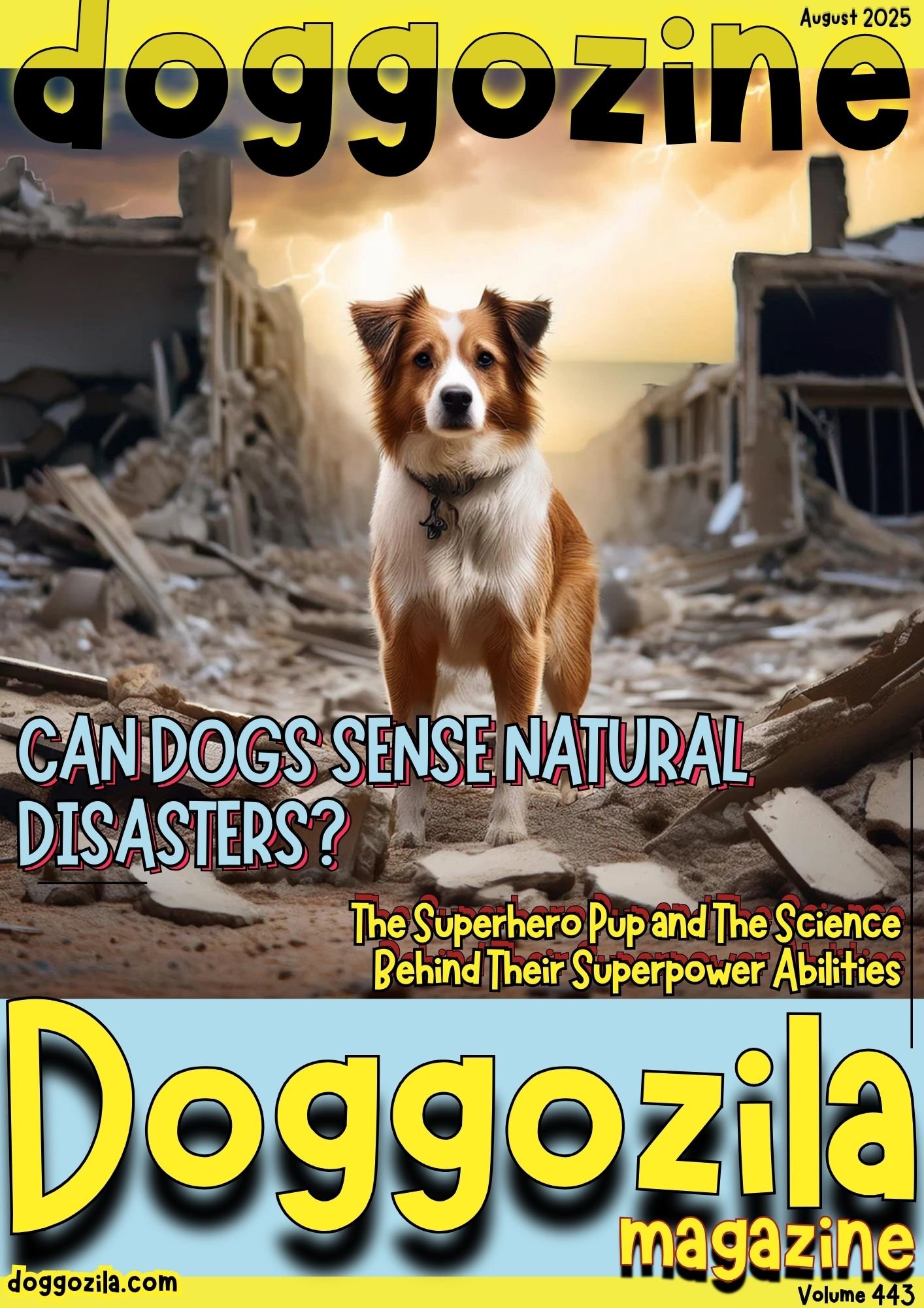 Cover Design for Doggozila Magazine Volume 443 from August 2025