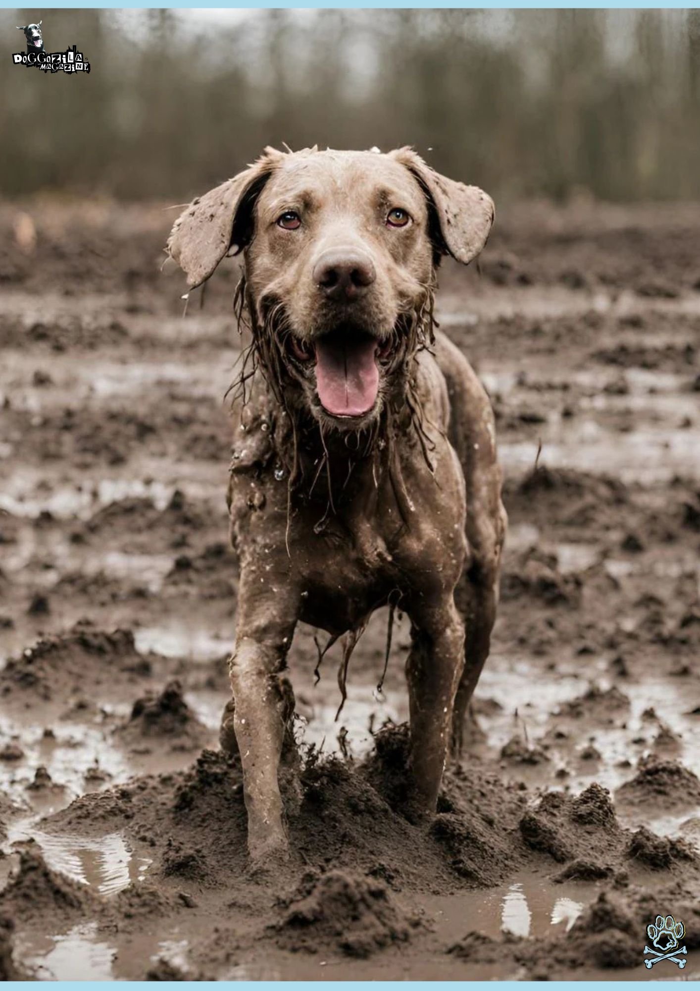dog with full fur in mud