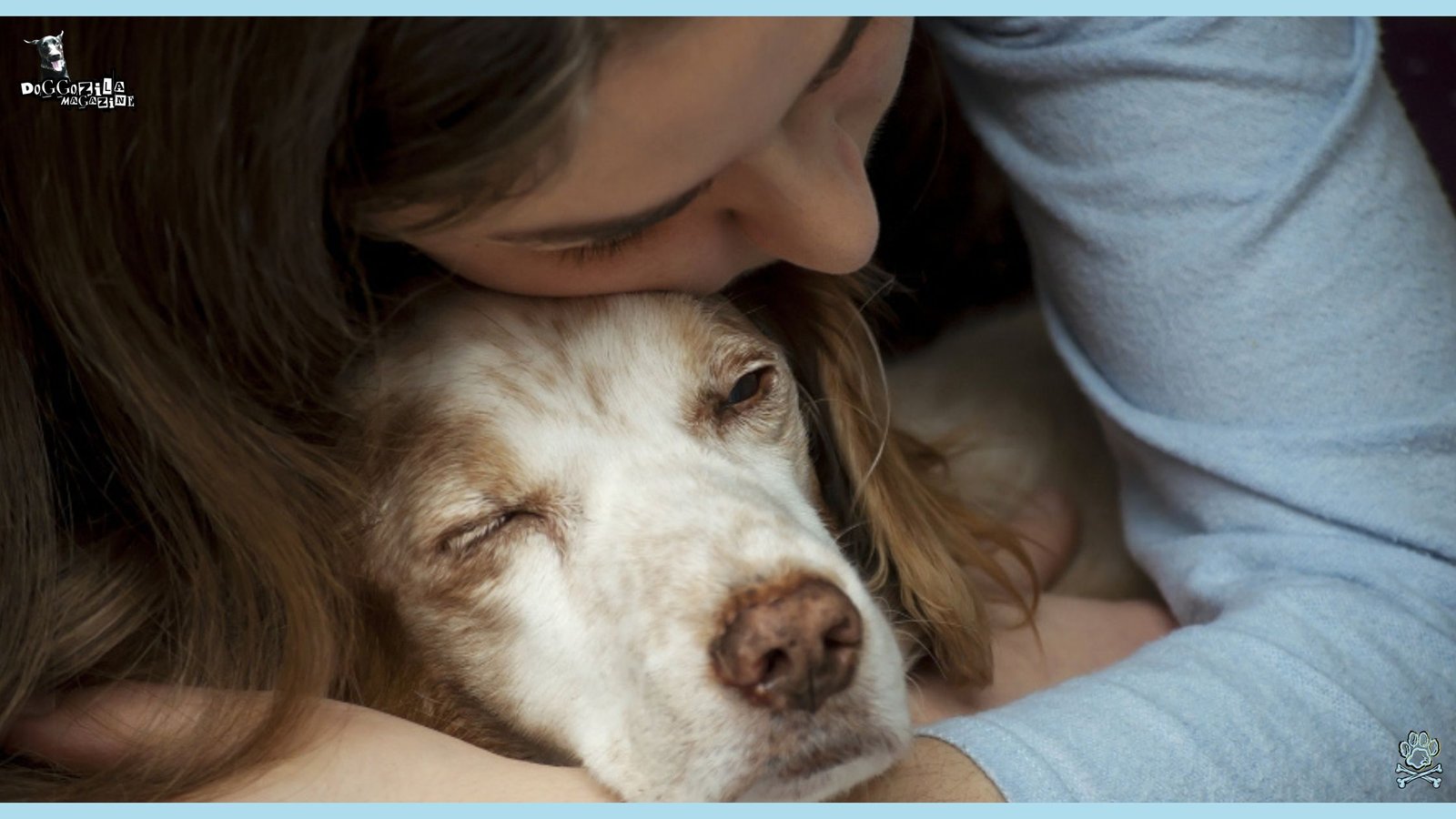 Dog owner with her dog at his final moments of life