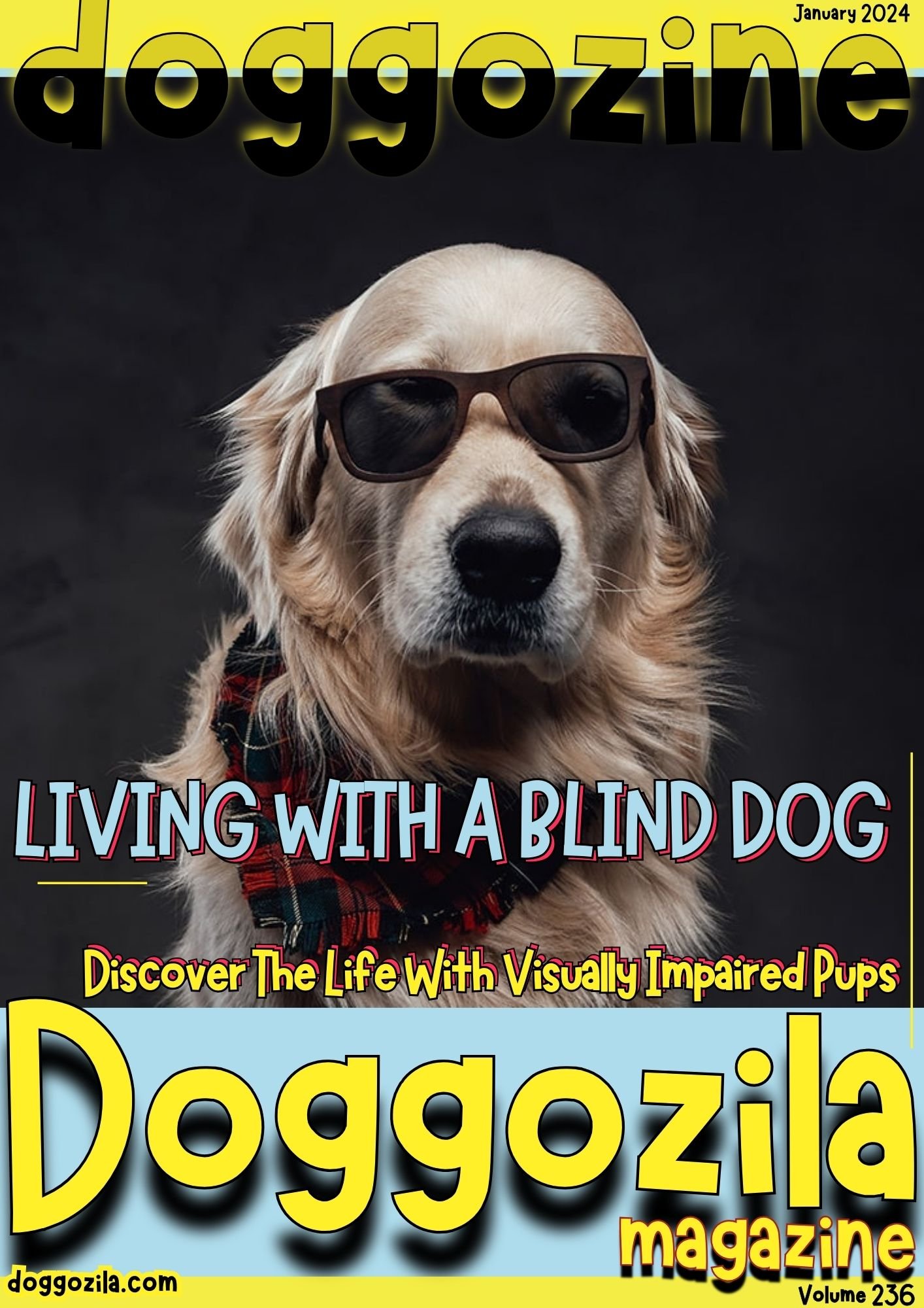 Cover Design for Doggozila Magazine for the Volume 236 about the living with a blind dog