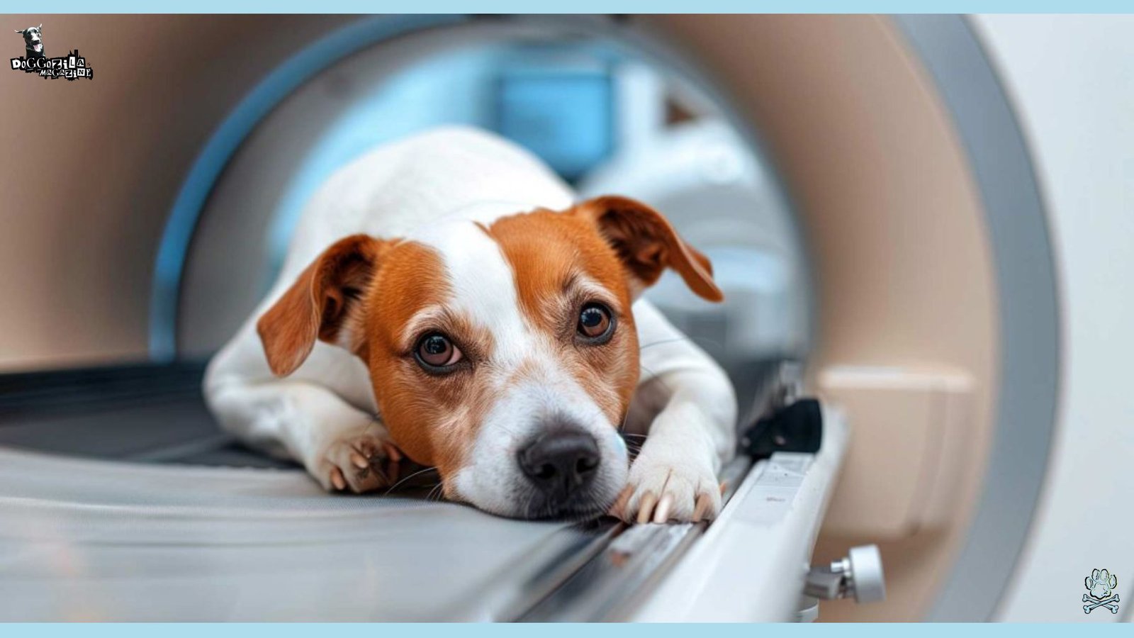 good dog looking at the camera before making his MRI scan