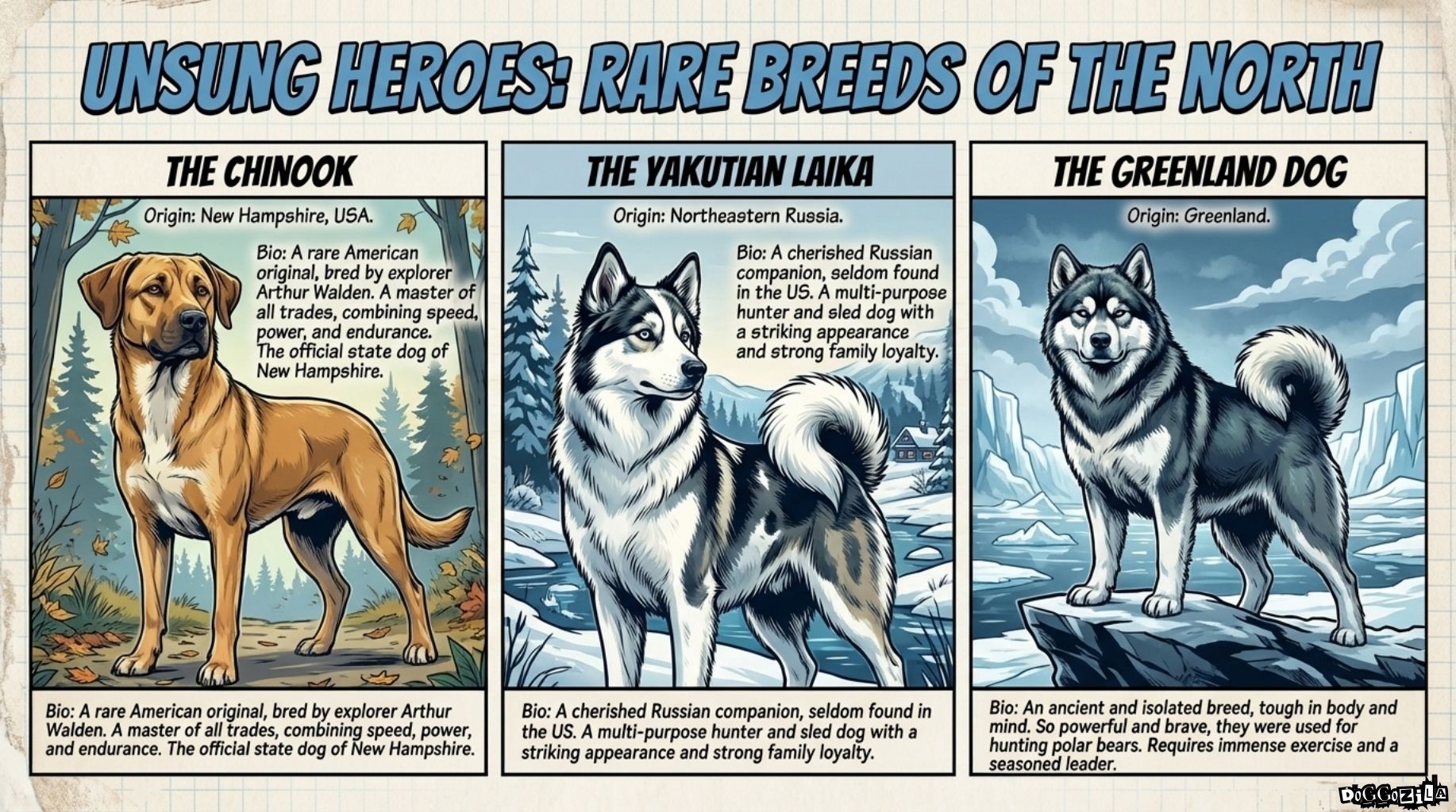 the Chinook, the Yakutian Laika and Greenland dog