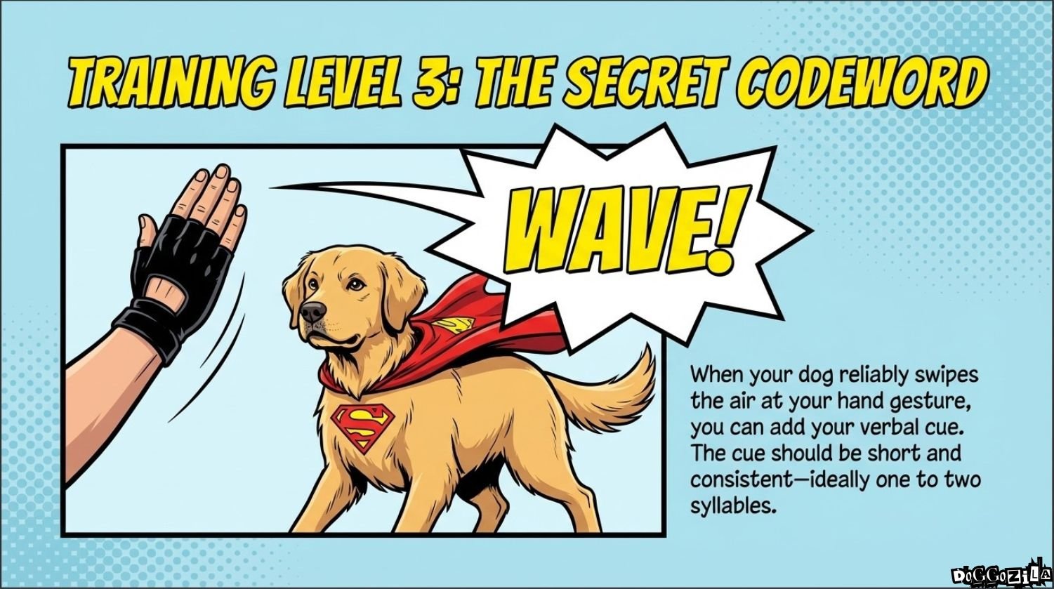the secret code word to train your dog to wave for hello or bye