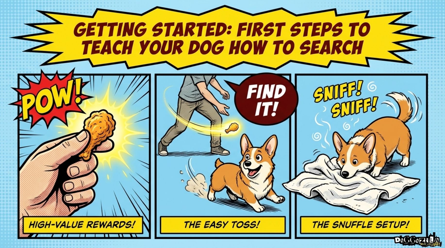 first steps to teach your dog to search on the cue find it