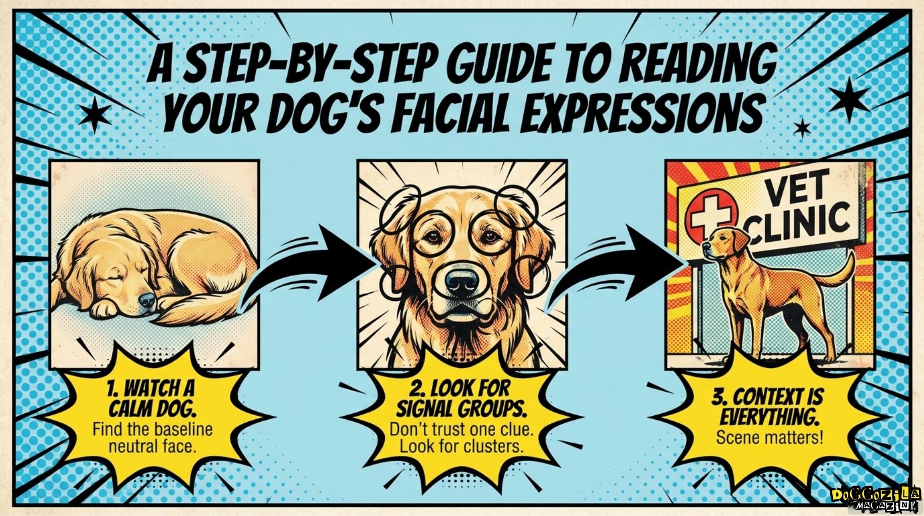 step by step guide to read tour dog's facial expressions