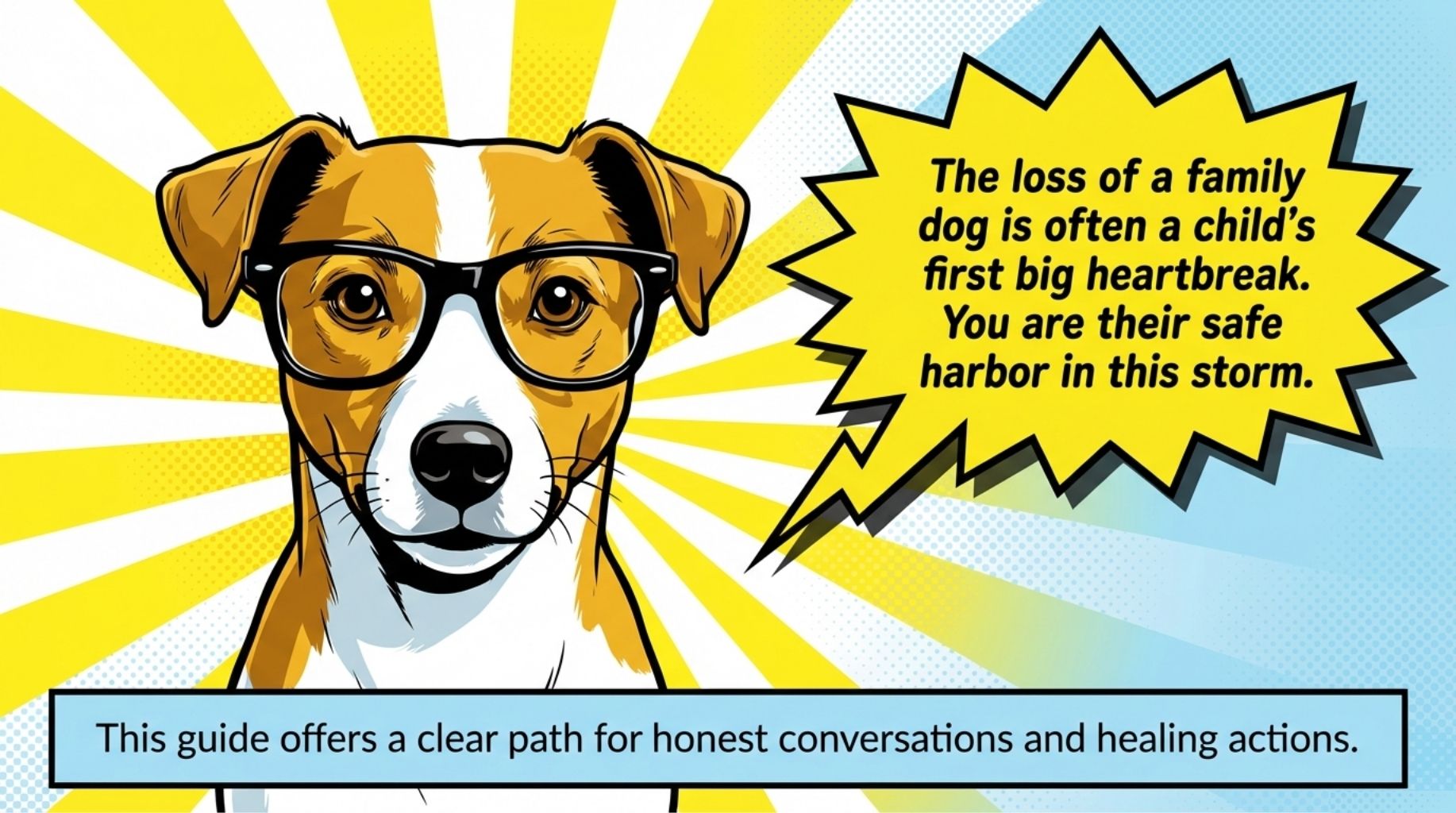 cartoon dog with glasses offering an advice to dog owners