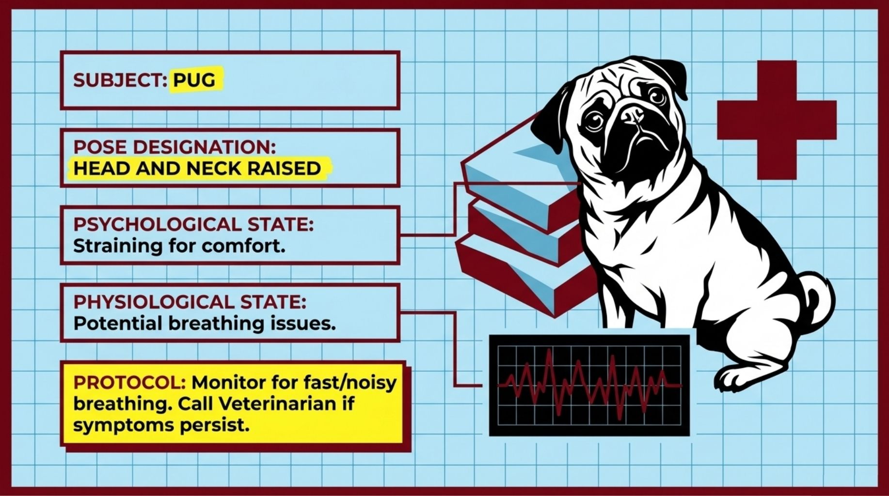 the Pug is straining for comfort