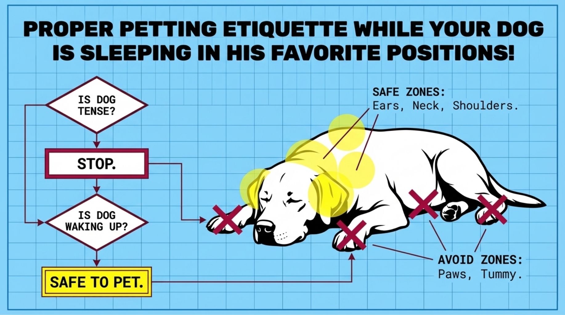 Petting etiquette while your dog is sleeping in his favorite positions