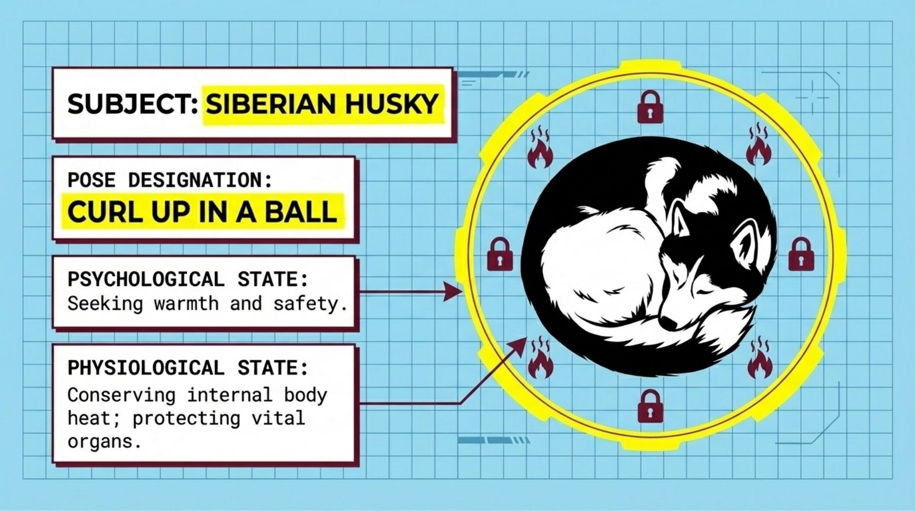 Curl up in a ball sleeping dog position