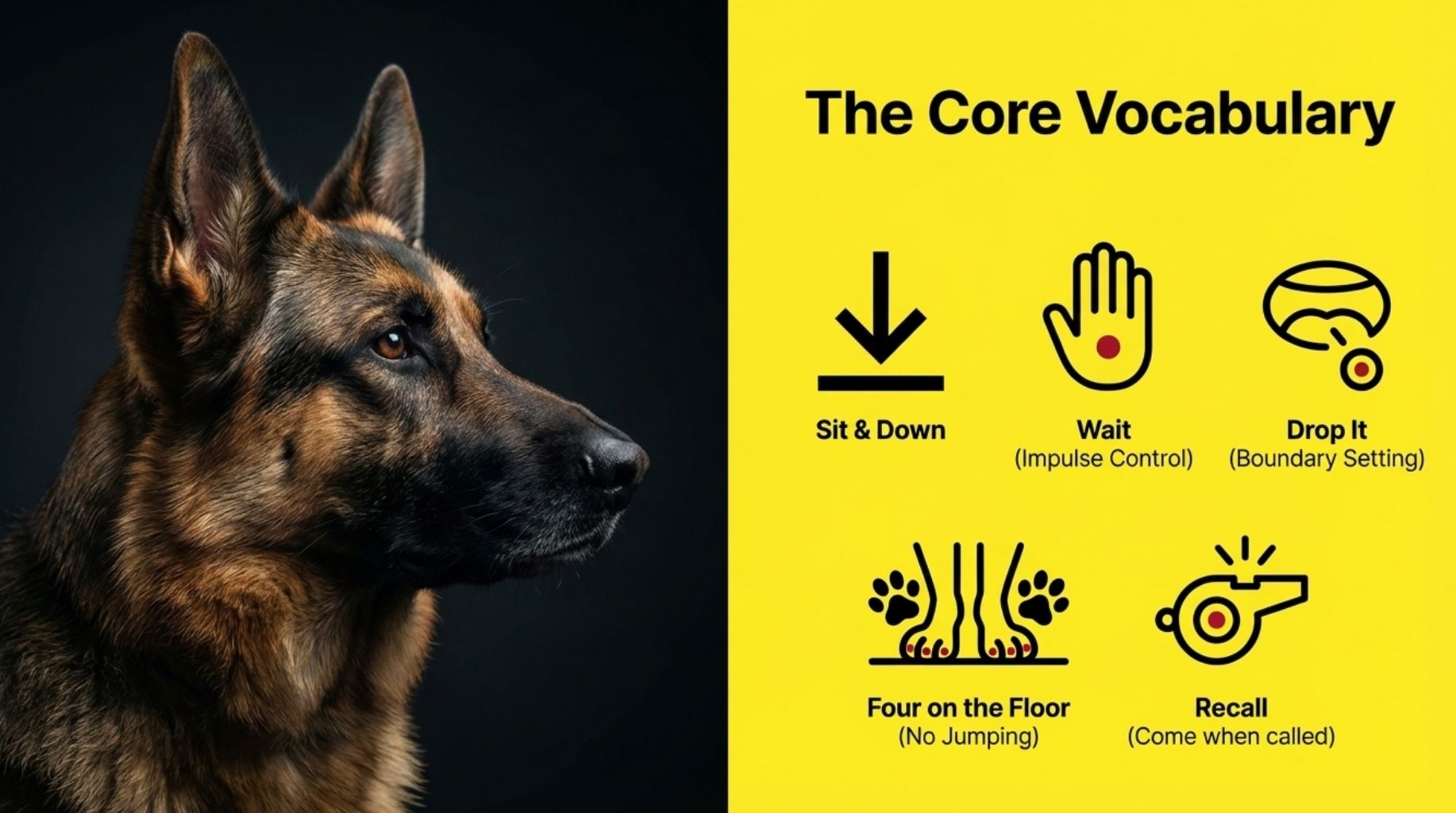 the core vocabulary to train your dog before allow to meet the baby