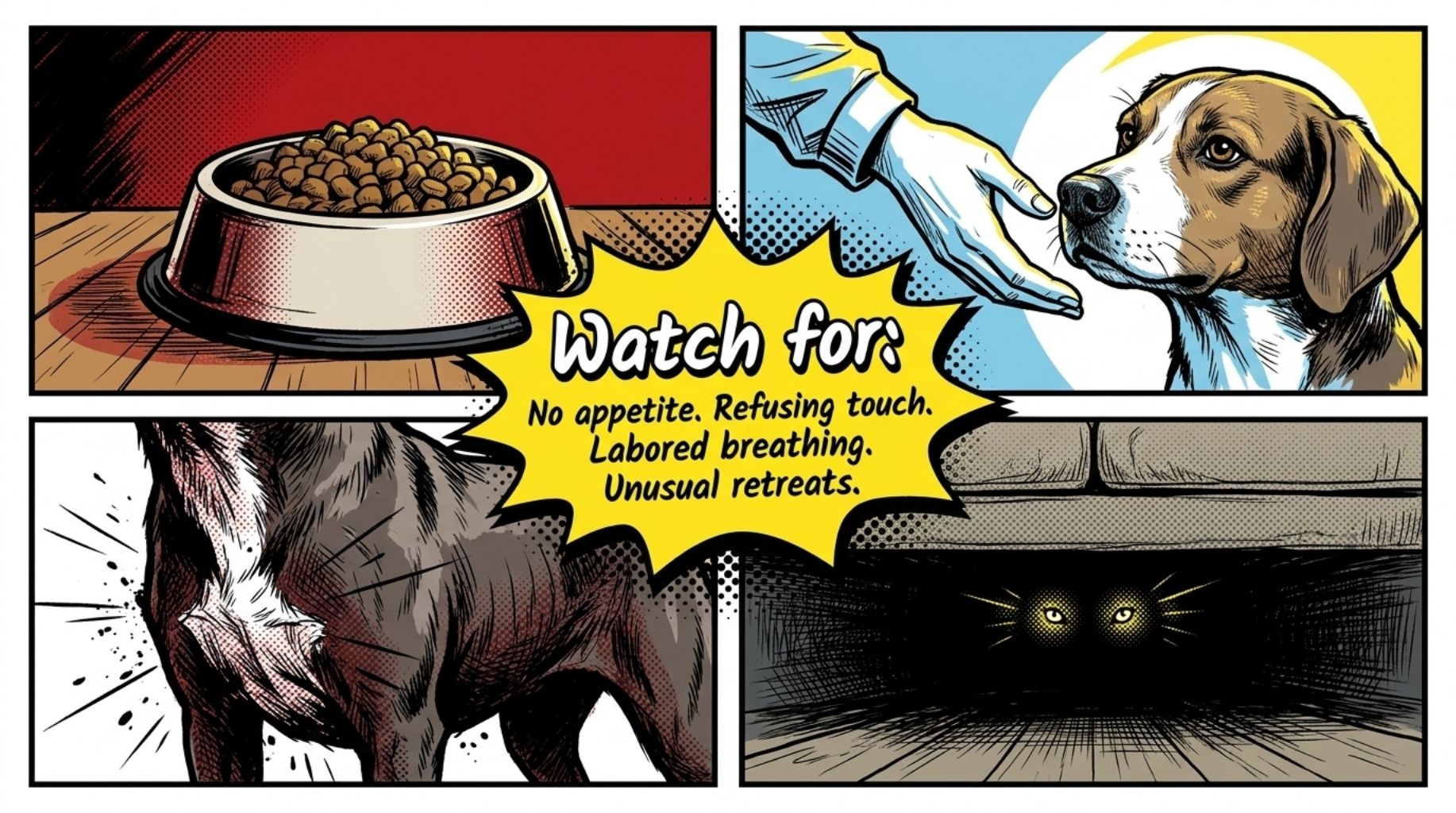 watch the signs like no appetite or refusing touch or labored breathing