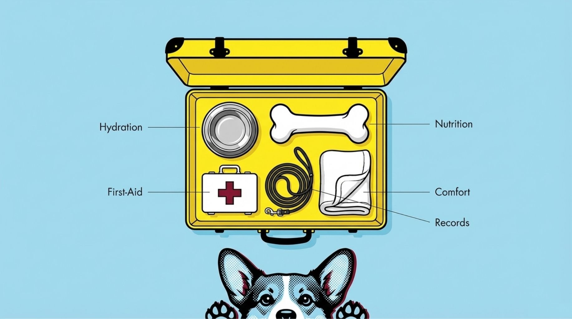 make a dog bag with essentials before a trip