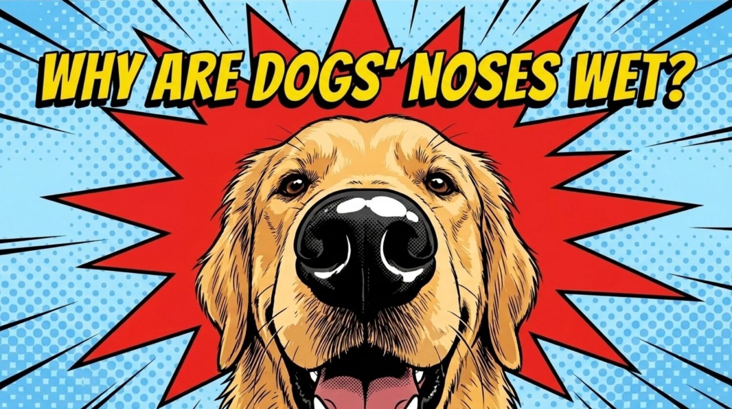 golden retriever with a focus on his wet nose