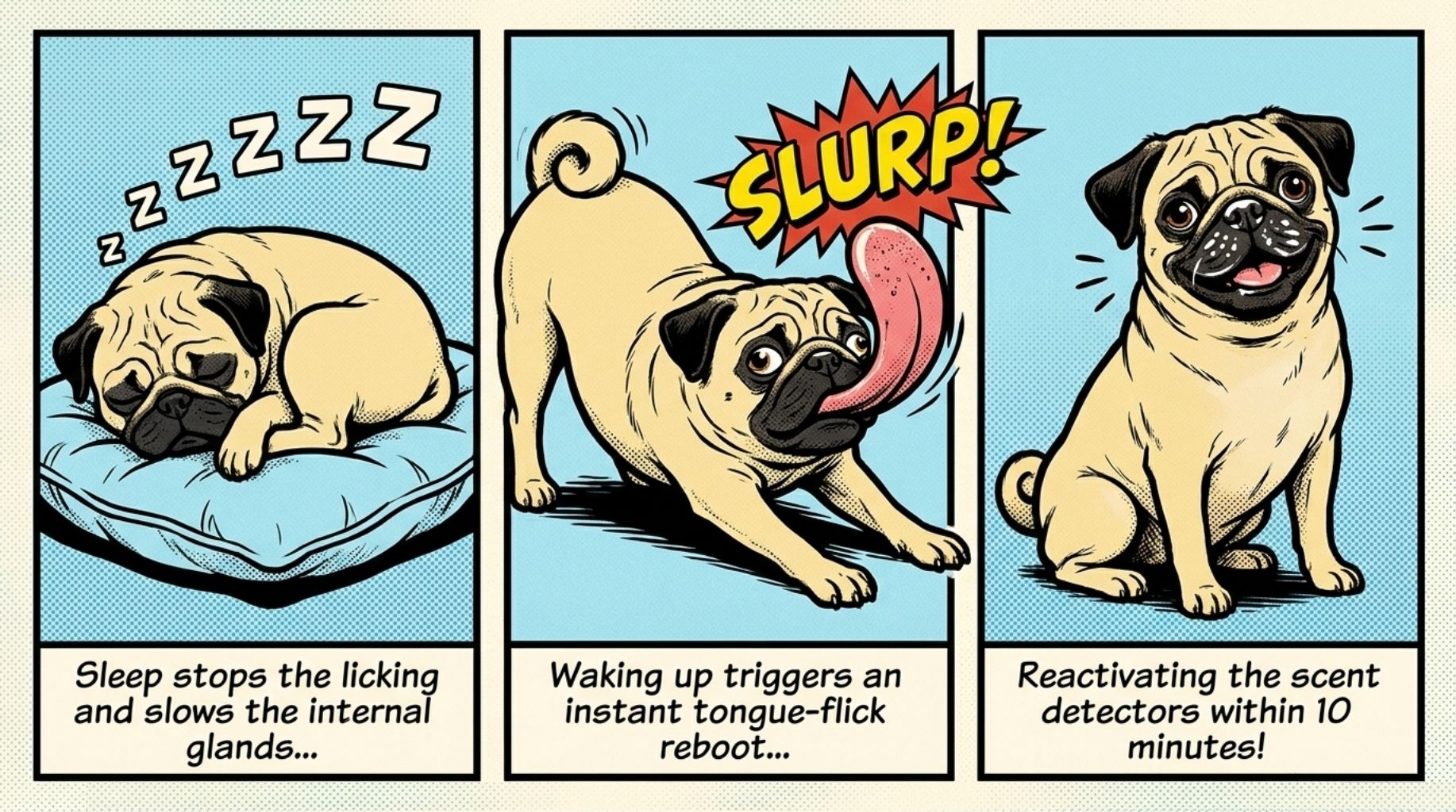 Dogs' Noses Are Wet after sleeping to reactivate their scent detectors