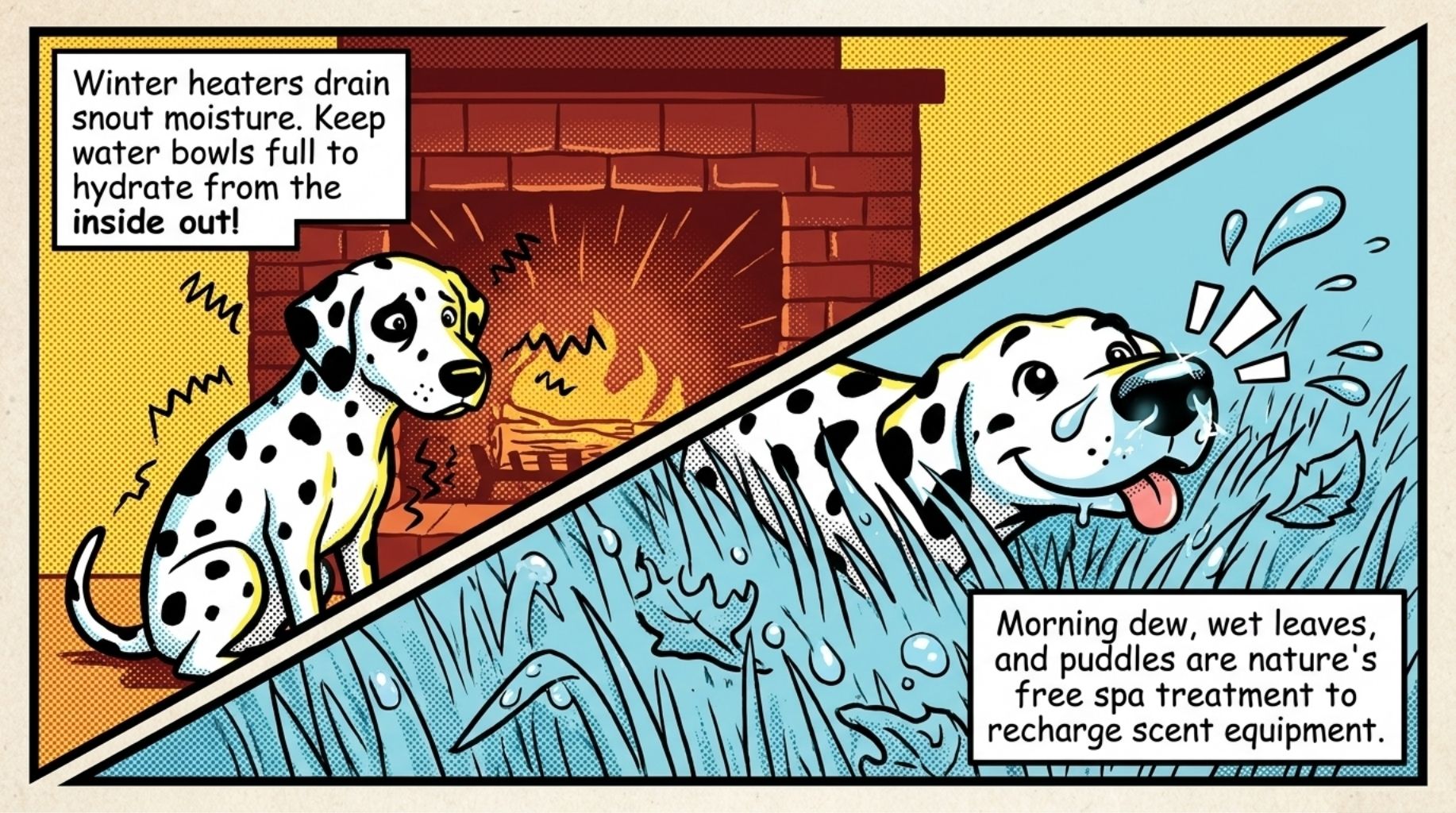 Why Dogs' Noses Are Wet in winter during cold or during warm