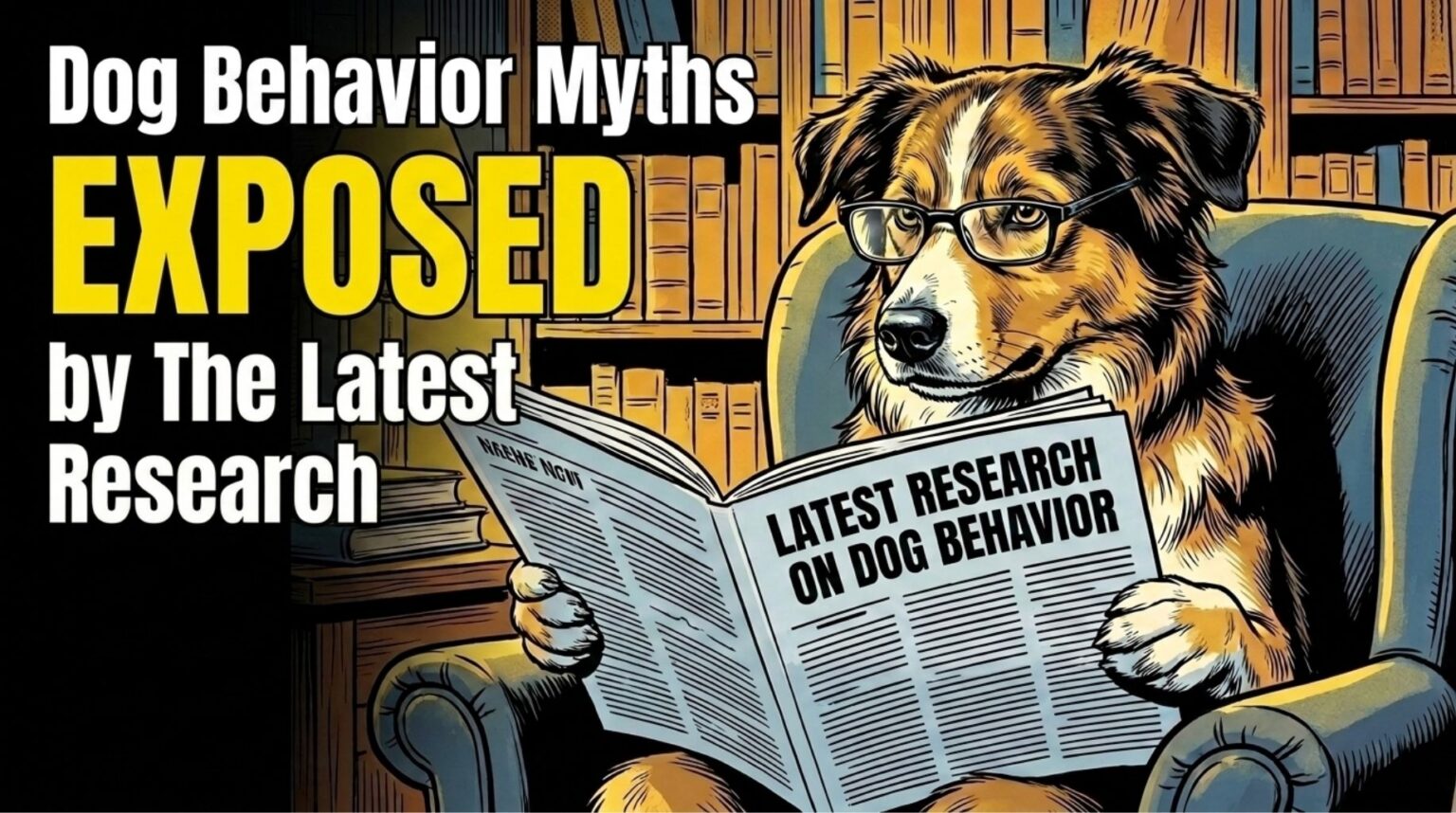 dog reading the latest behavior myths