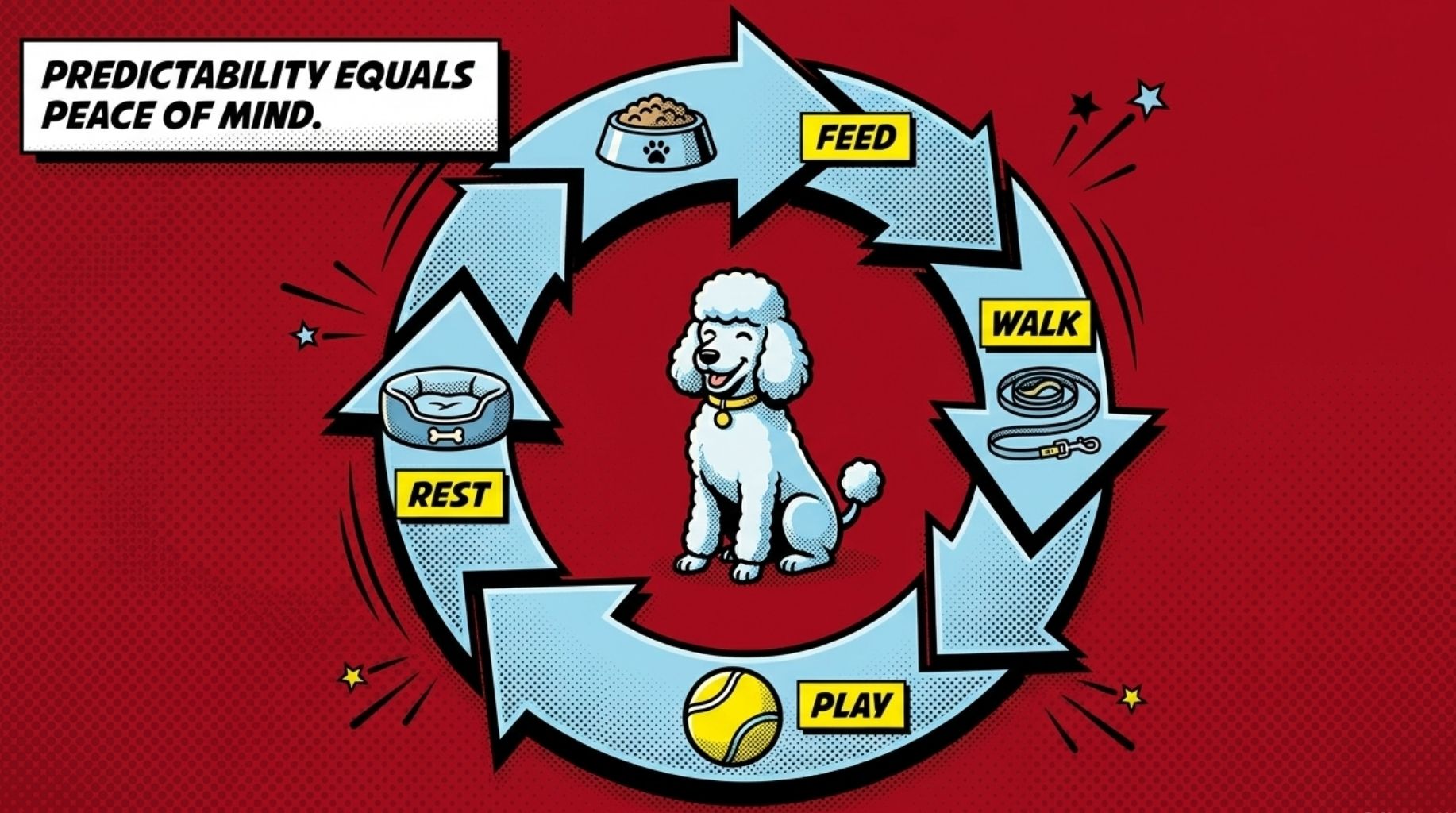 Predictability is important when asking how to calm a dog down instantly