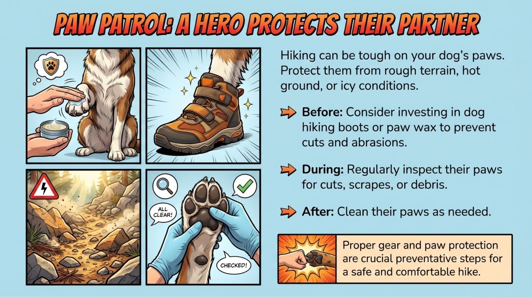 inspect your dog paws always when going hiking