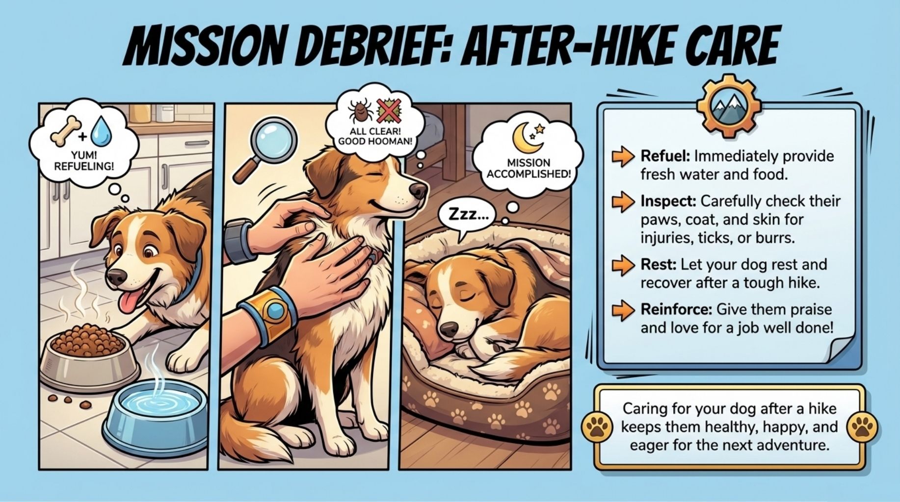 after hiking care for your dog