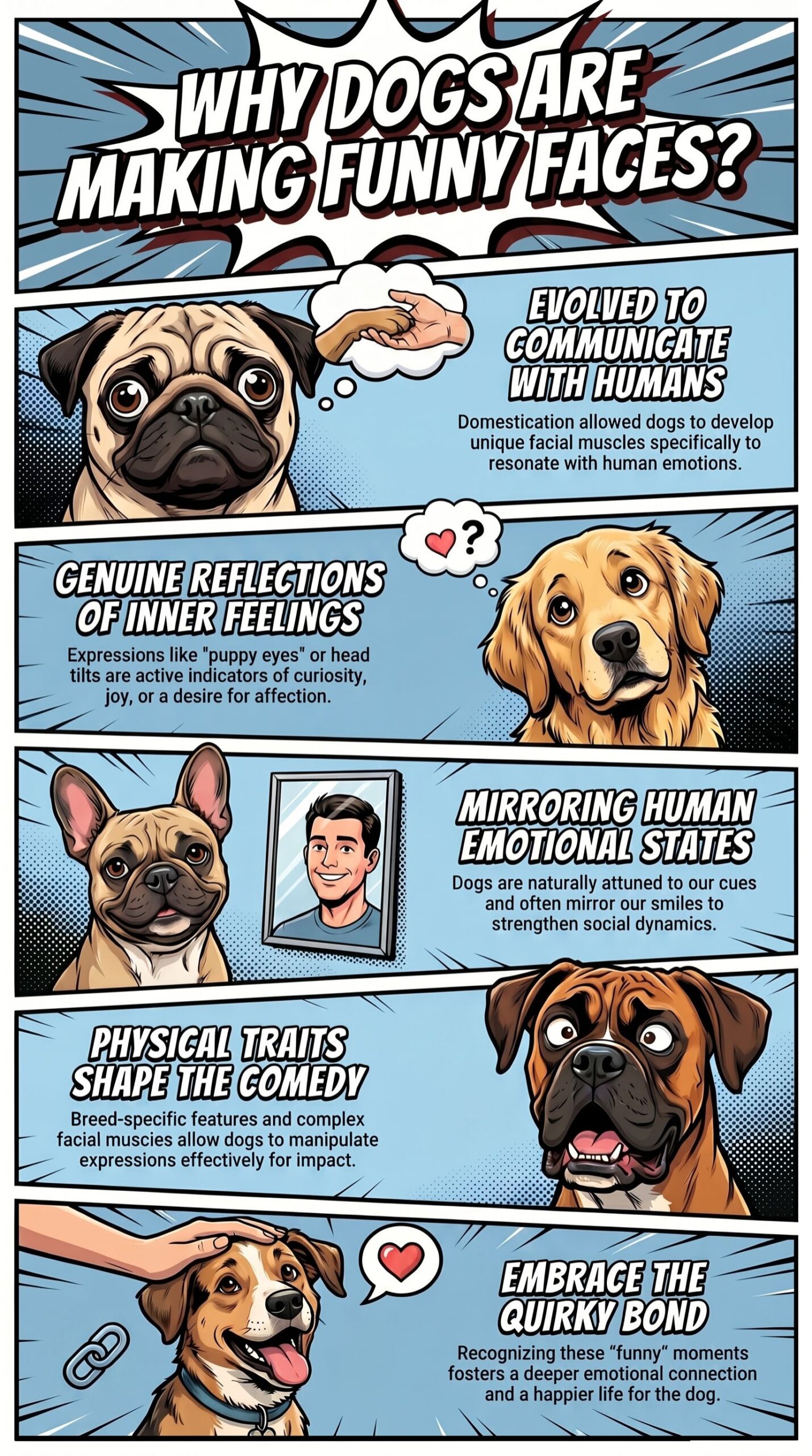 discover why do dogs are making funny faces and find out the meaning of their expressions