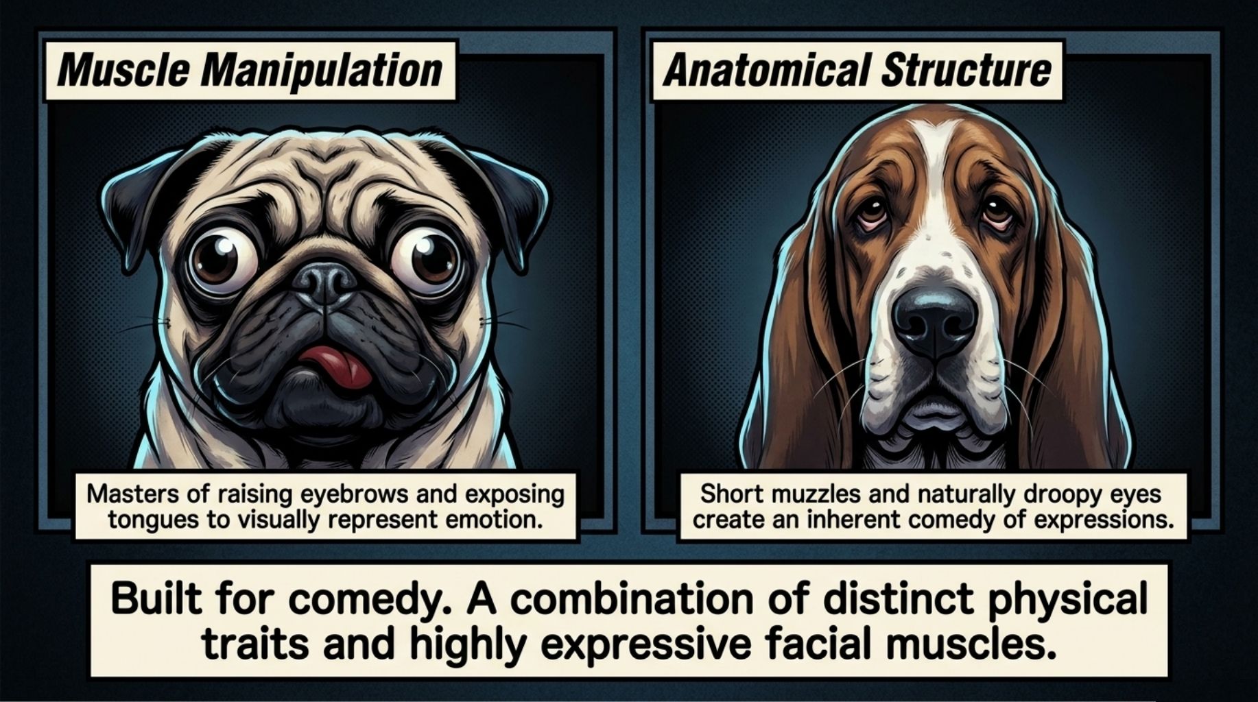 the dog's face is build for comedy
