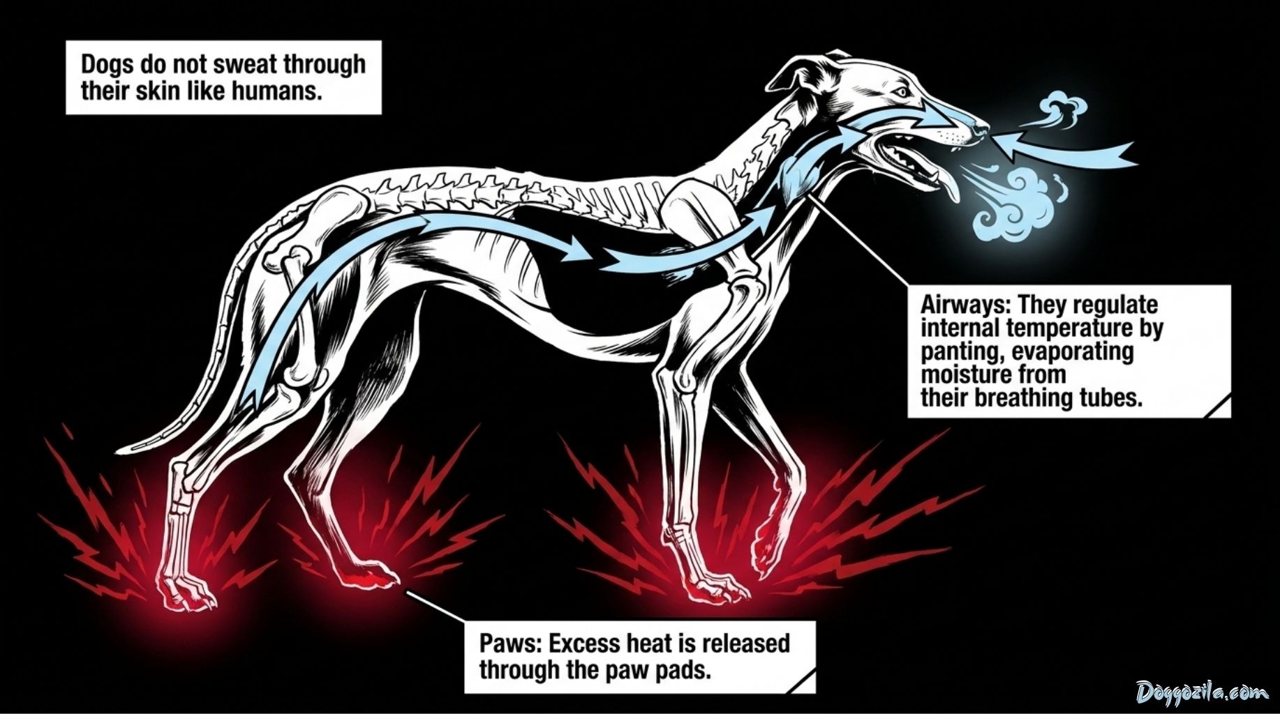 picture of a dog that shows what is overheating the most in summer