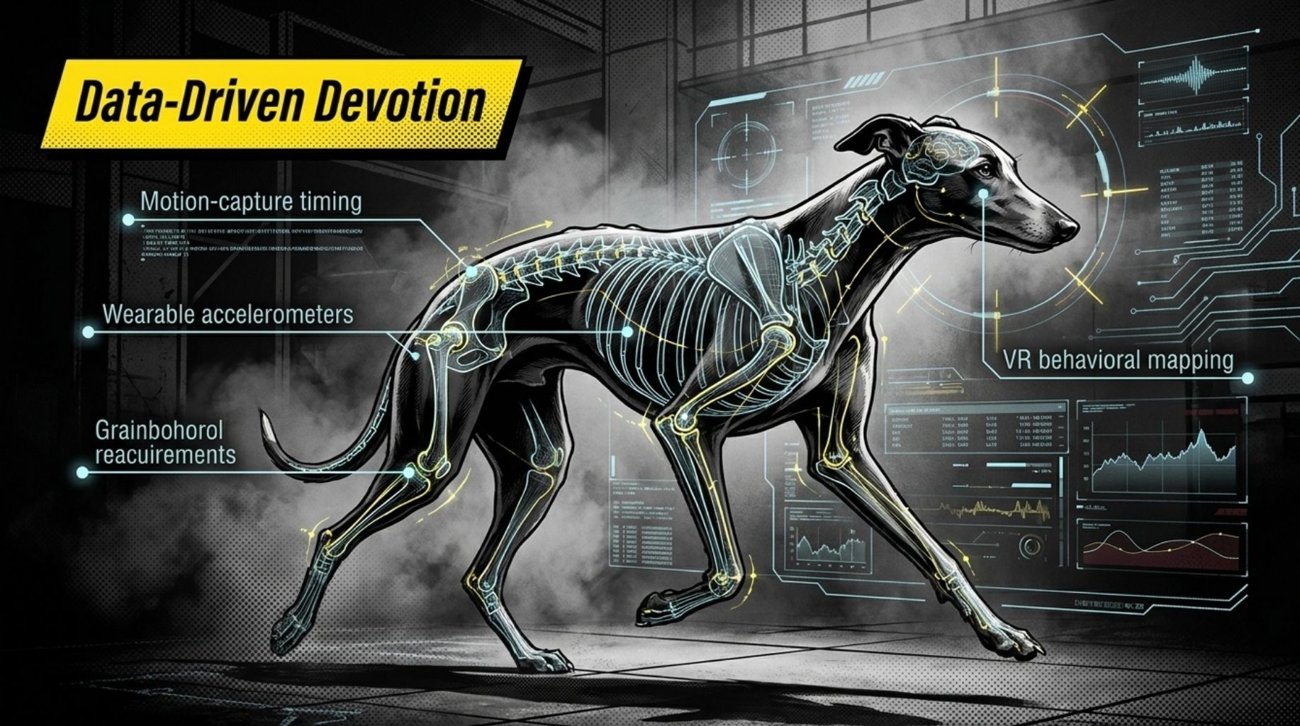 data driven picture of a dog that show behavioral mapping motion caption timing and more