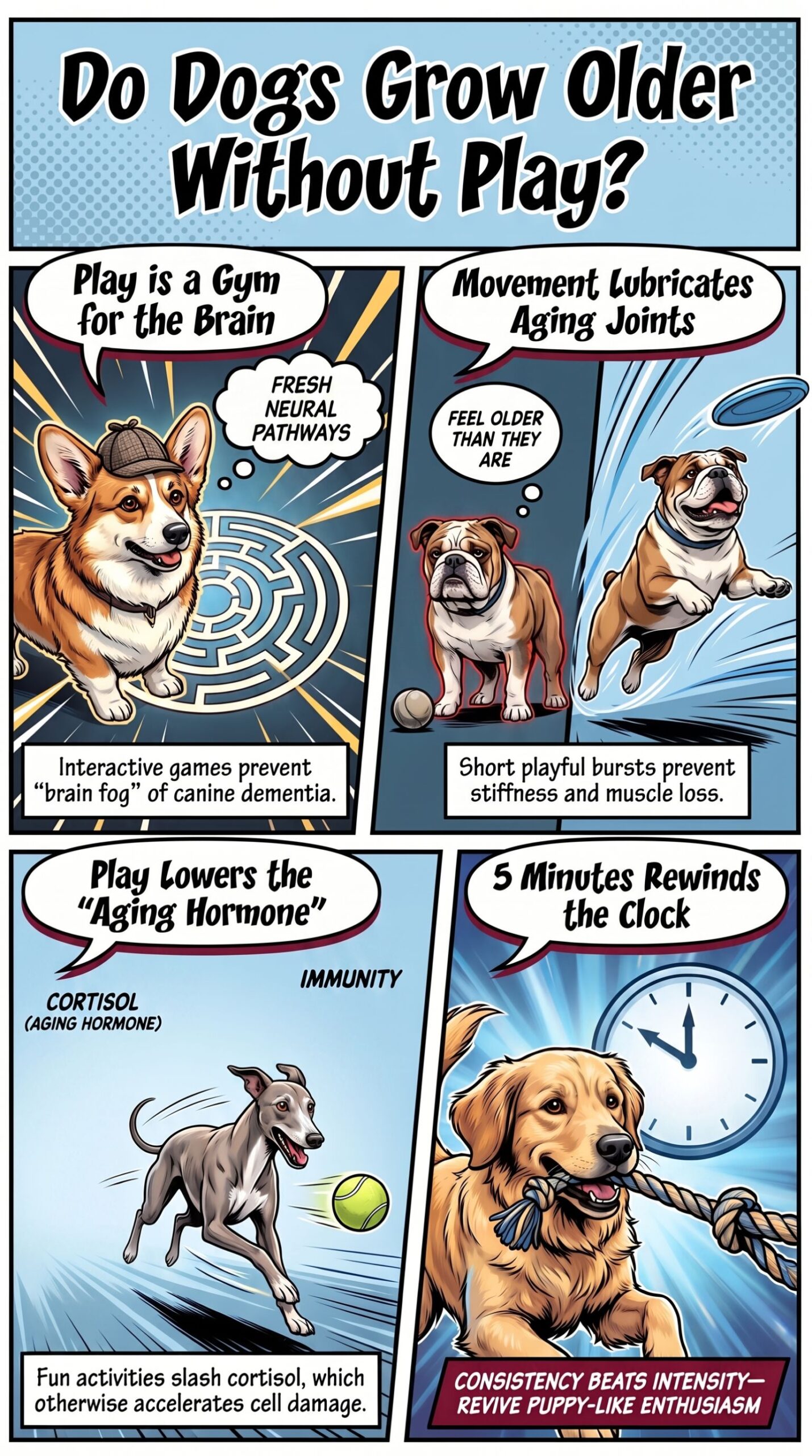 guide to how dogs grow older faster if we don't play with them