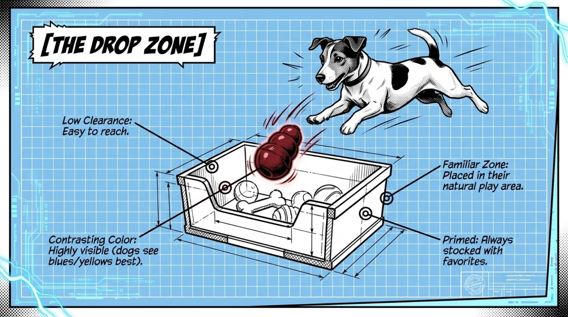 the toy drop zone for your dog