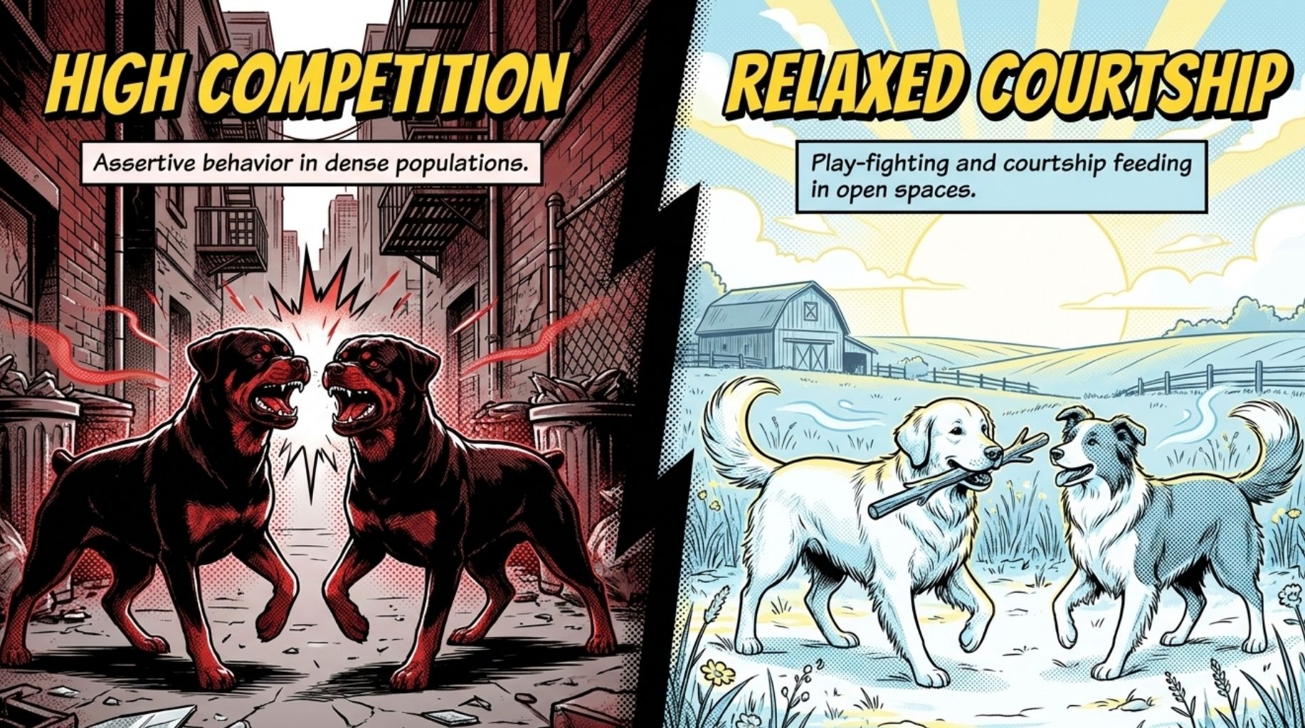 high competition or relaxed courtship as biggest dog Mating Behavior