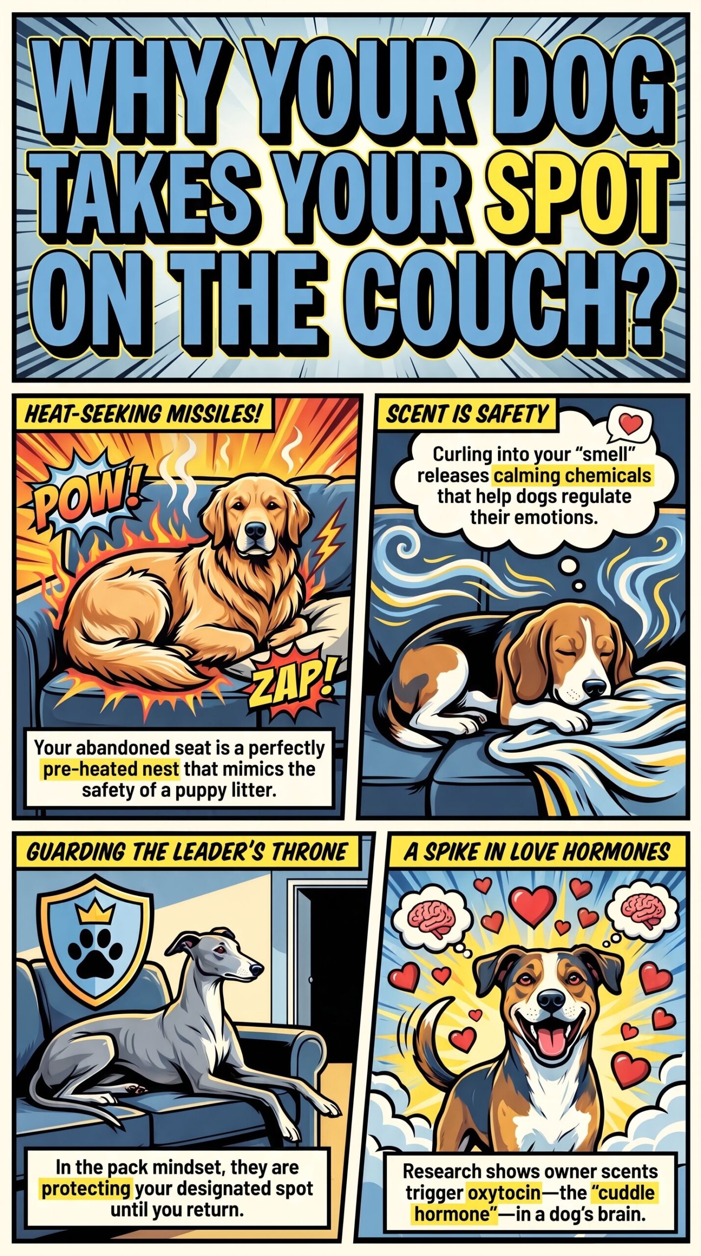 Why Your Dog Takes Your Spot on the Couch? Secrets & Reasons