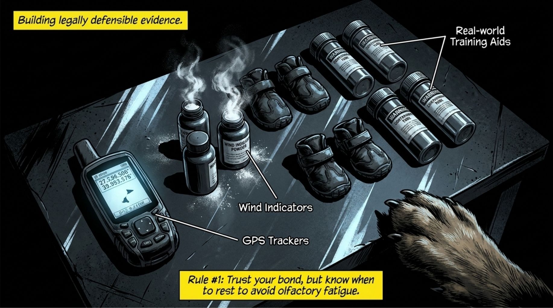 Training aids and gear for forensic cadaver dogs