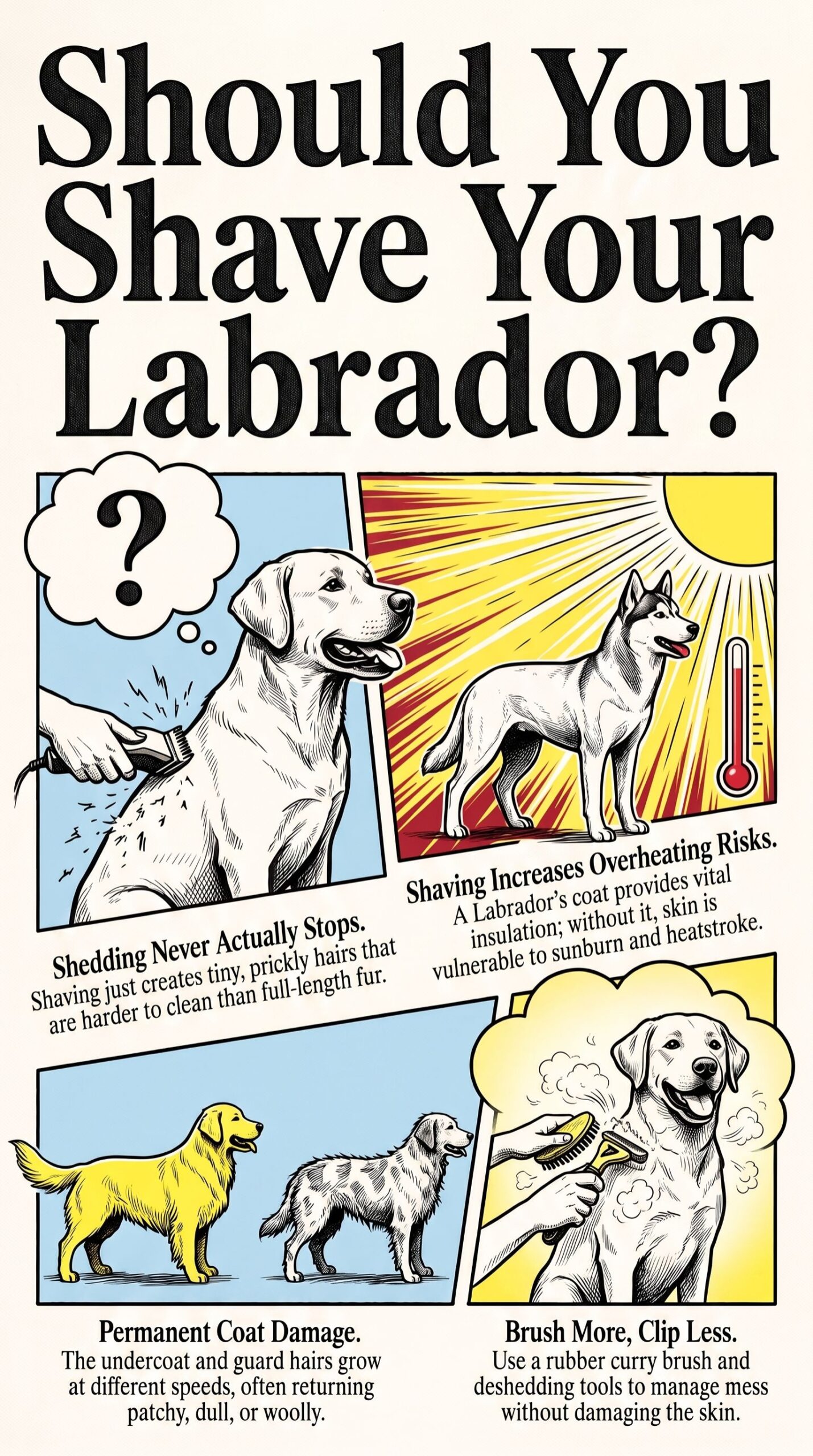 comic guide about should you shave your Labrador retriever