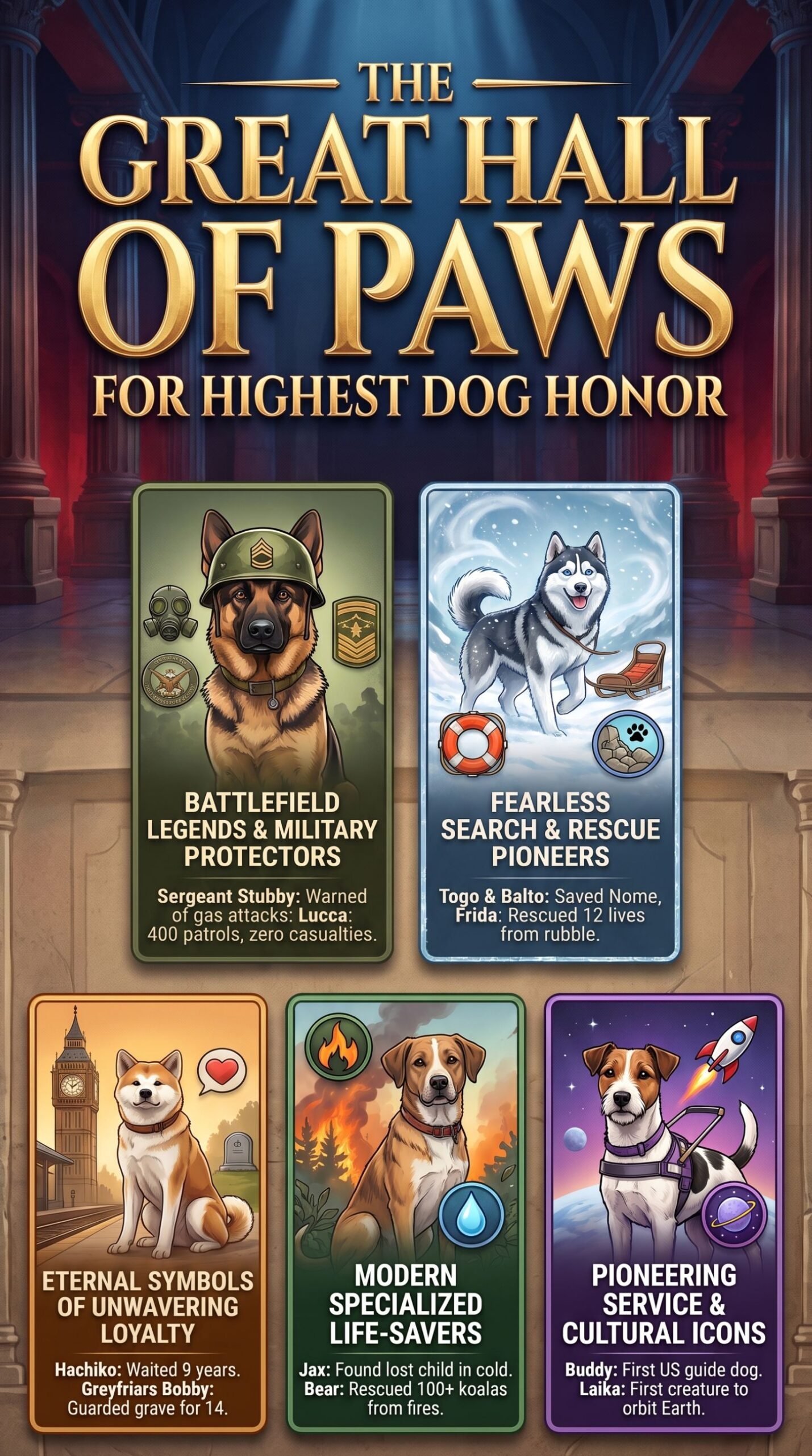 The Great Hall of Paws - Dog Heroes